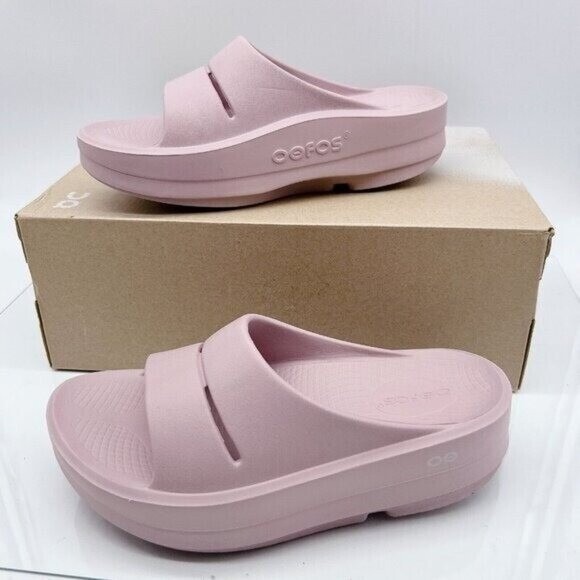 OOFOS Shoes - OOFOS OOmega OOahh Flip Flop Platform Waterproof Stardust Pink Women US 10 EU 41